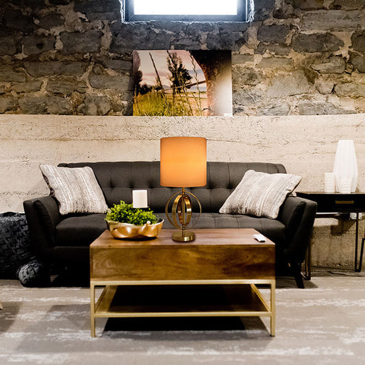 Lámpara de Sobremesa con Pantalla ALFENA 46 cm E27 60W Bronce y Oro Lumit - imagen 2 | Interlusa