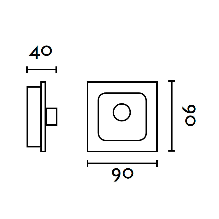 Plano con medidas de Controlador de Pared 3 Velocidades Blanco Serie 0017 FARO