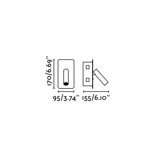 Plano con medidas de Empotrable Lector SUAU LED Blanco Mate Diseño Nahtrang FARO · Ref. 62129