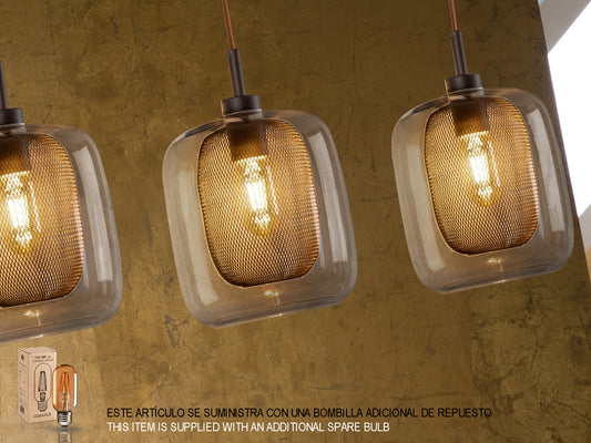Lámpara Colgante Fox 4 Luces Chocolate Metal y Cristal Schuller en ambiente decorado | Schuller