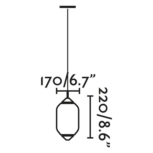 Plano con medidas de Lámpara Colgante Exterior SAIGON OUT R17 52 cm E27 15W Gris Blanco FARO