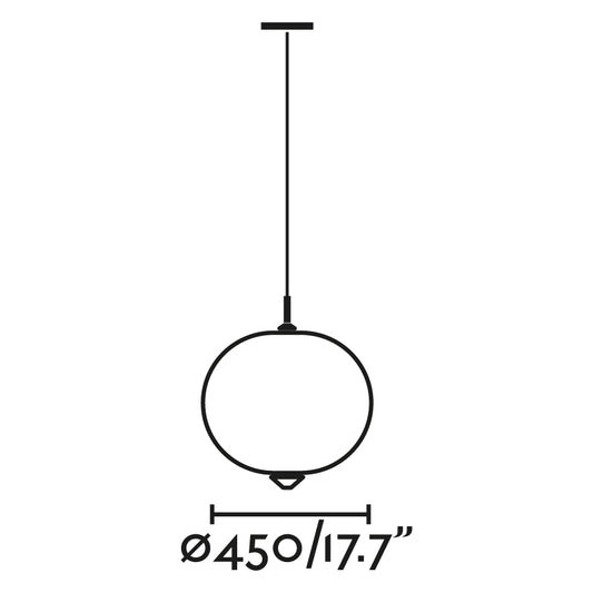 Plano con medidas de Lámpara Colgante Exterior SAIGON 75 cm LED E27 15W Gris Blanco Mate FARO