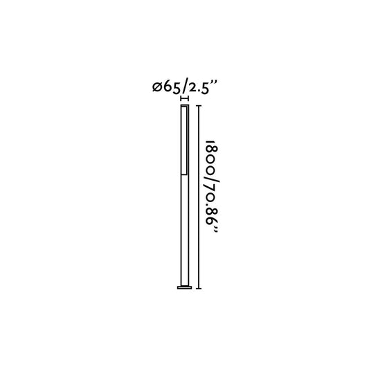 Plano con medidas de Farola de Exterior BERET 180 cm LED 12W 1054 lm 4000K Gris Oscuro FARO
