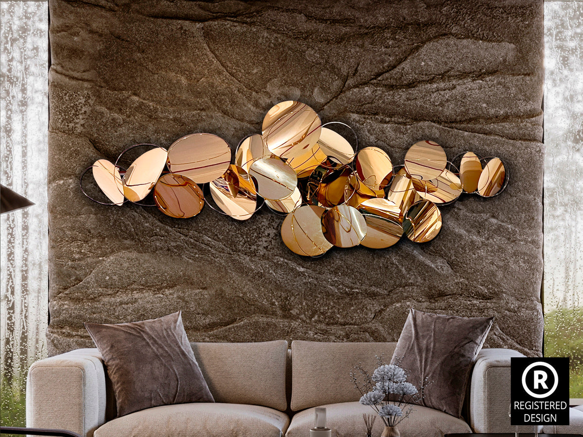 Escultura de Pared Serenity 182 cm Acero Oro Rosa Schuller en ambiente decorado | Schuller