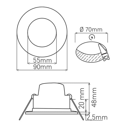 Downlight Empotrable LED XELIM Redondo 5W IP65 Blanco Interlusa - imagen 2 | Interlusa
