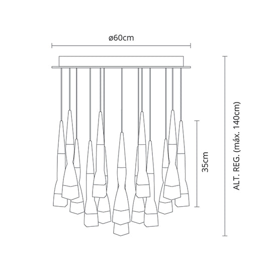 Lámpara de Techo METEOR LED 60 cm Champán Interlusa - imagen 2 | Interlusa