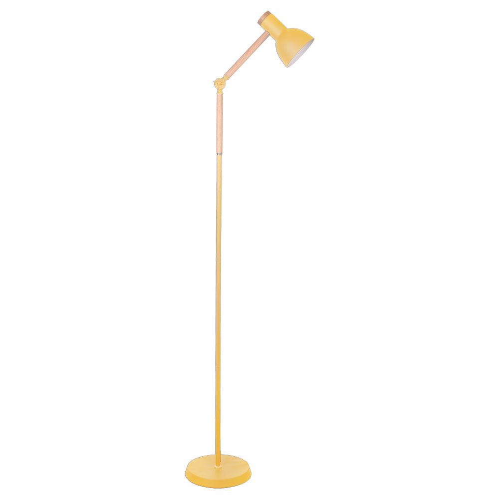 Lámpara de pie TEACHER 1xE27 Al.150xD.22cm mate/Madera - Amarillo | Interlusa · Ref. W-1250