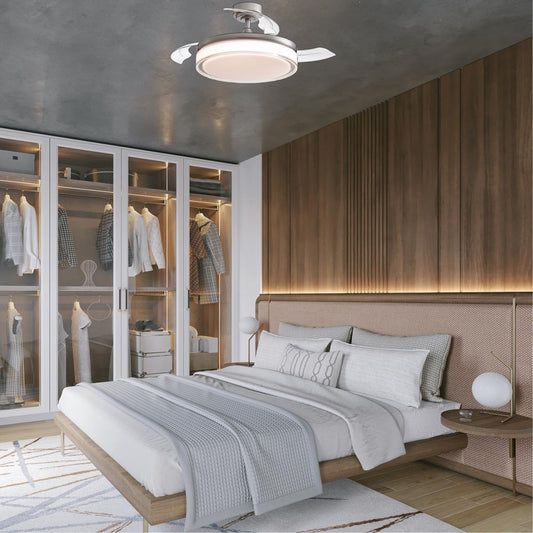 Ventilador de Techo con Luz LED Aneto 72W Aspas Retráctiles Níquel CristalRecord - imagen 2 | CristalRecord