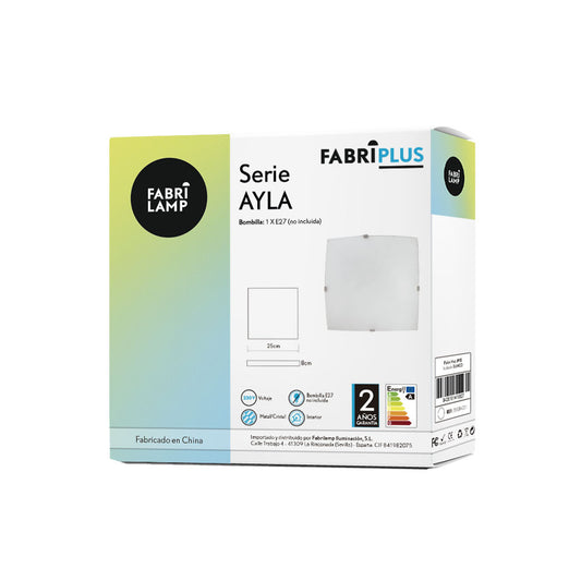Plafón de Techo Cuadrado Ayla 25 cm Blanco 1xE27 Fabrilamp - imagen 2 | Fabrilamp / Abrila · Ref. 158382501