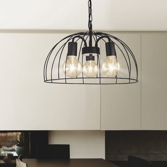 Colgante Nora instalado en ambiente de comedor moderno - Iluminación jaula