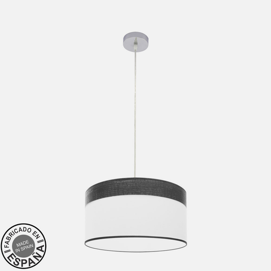 Pantalla Textil Cloe Cromo/Blanco-Madera Negra – vista 2 · Ref. 175494009