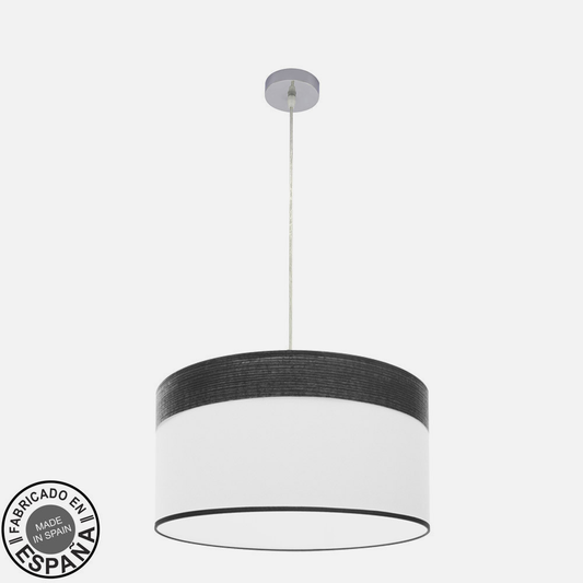 Pantalla Textil Cloe Cromo/Blanco-Madera Negra – vista 2 · Ref. 175495009