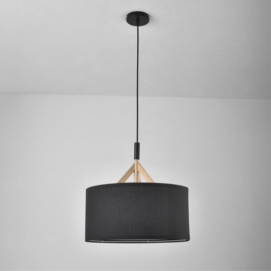 Lámpara Colgante Abi 40 cm Pantalla Textil Negra CristalRecord - imagen 2 | CristalRecord