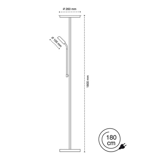 Lámpara de Pie Lisa 178 cm 2 Luces E27 y E14 Plata CristalRecord - imagen 2 | CristalRecord · Ref. 06-809-02-281