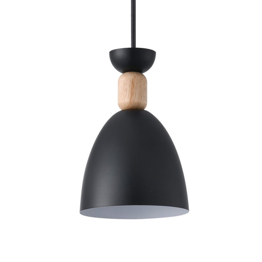 Lámpara Colgante Cloe Negra y Madera 1 Luz E27 Nórdica CristalRecord - imagen 2 | CristalRecord