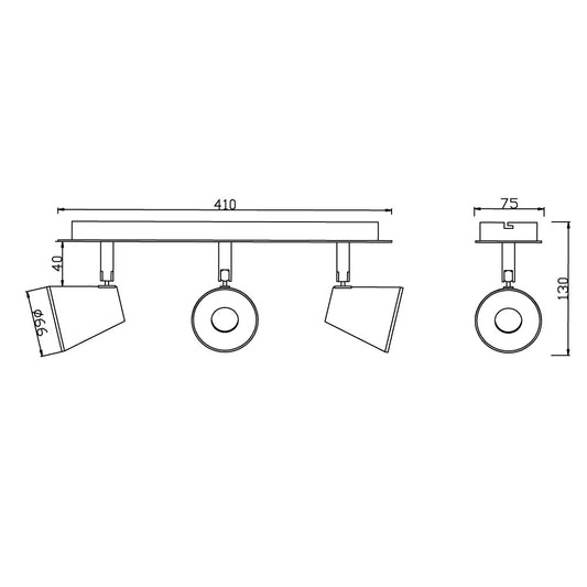 Regleta de 3 Focos LED 41 cm 15W 4000K Blanca CristalRecord - imagen 2 | CristalRecord