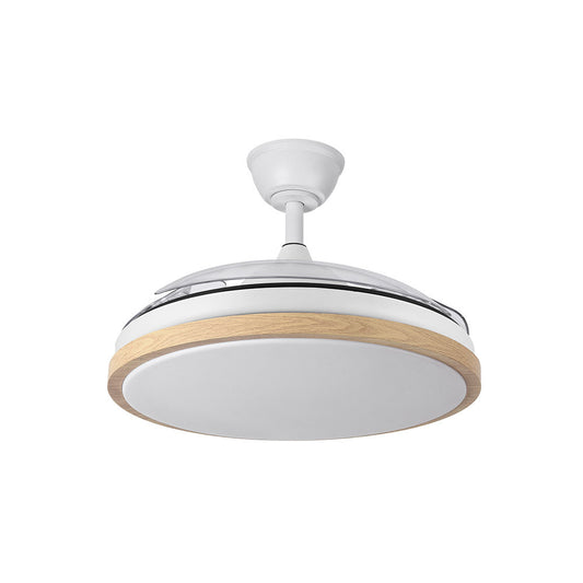 Ventilador Evros fabricado en metal y ABS transparente color blanco/haya