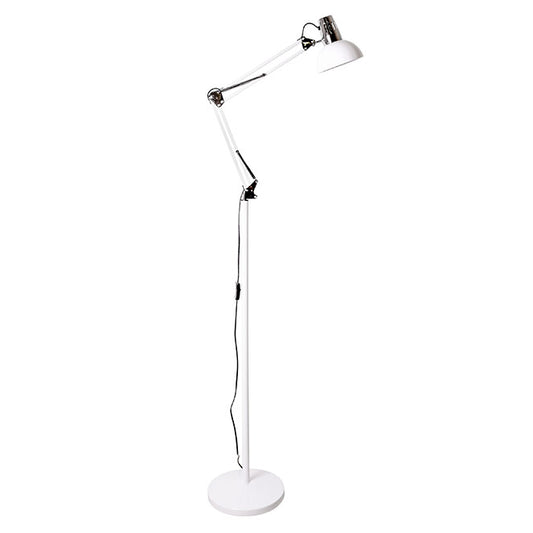 Flexo de Pie Articulado ANTIGONA Altura Regulable Blanco y Cromo Lumit - vista principal | Interlusa