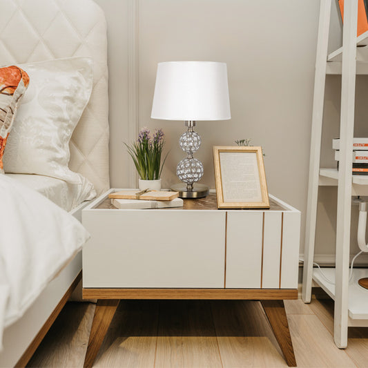 Lámpara de Sobremesa KEGAN 48 cm Cuero y Blanco Interlusa - imagen 2 | Interlusa