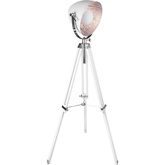 Lámpara de Pie GUTENBERG Trípode 67 cm E27 60W Blanca y Cromo Lumit - vista principal | Interlusa