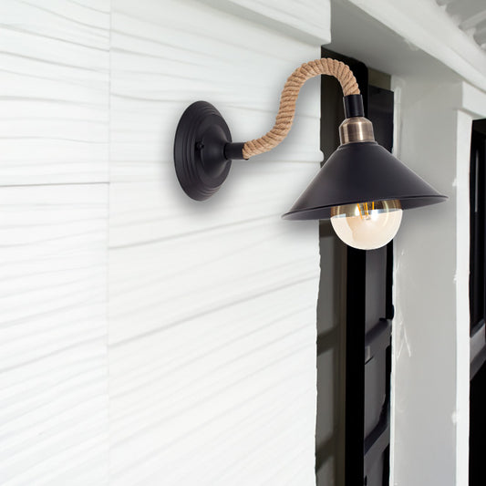 Aplique de Pared Rústico SOGA 1xE27 Cuerda Marrón Interlusa - imagen 2 | Interlusa