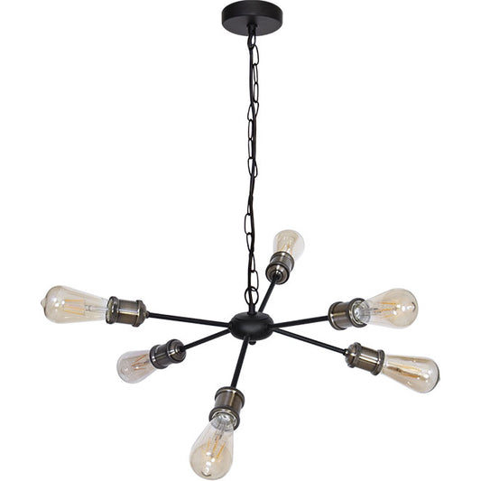 Lámpara de Techo Vintage Aryana 52 cm Negro y Cuero Interlusa - vista principal | Interlusa