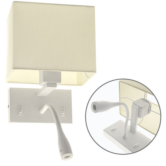 Aplique de Pared ABNA 38 cm E27 40W y LED 3W Blanco Lumit - vista principal | Interlusa
