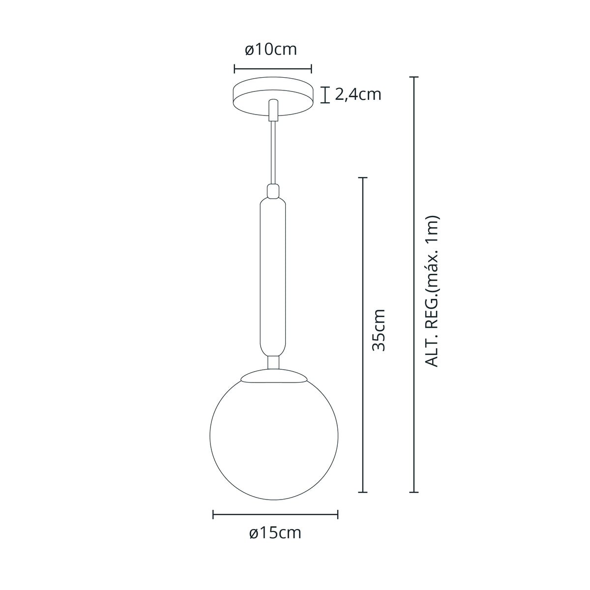 Lámpara Colgante AIMEE 15 cm Cromo Altura Regulable Interlusa - imagen 2 | Interlusa
