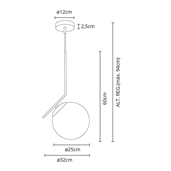 Lámpara Colgante AIMEE 32 cm Altura Regulable Oro Interlusa - imagen 2 | Interlusa