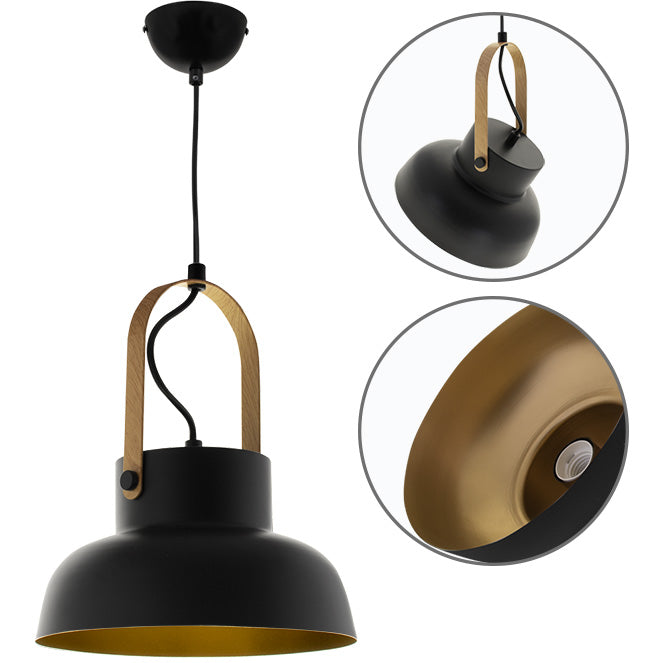 Lámpara Colgante Vintage GUIMAR 23 cm Negro y Oro Interlusa - vista principal | Interlusa · Ref. 108750109