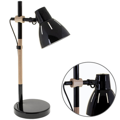Lámpara de Sobremesa DALVA 47 cm E27 11W Negra y Madera Natural Lumit - vista principal | Interlusa