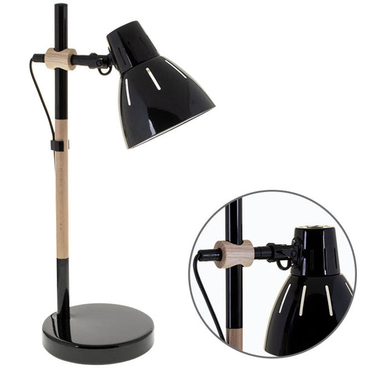 Lámpara de Sobremesa DALVA 47 cm E27 11W Negra y Madera Natural Lumit - vista principal | Interlusa
