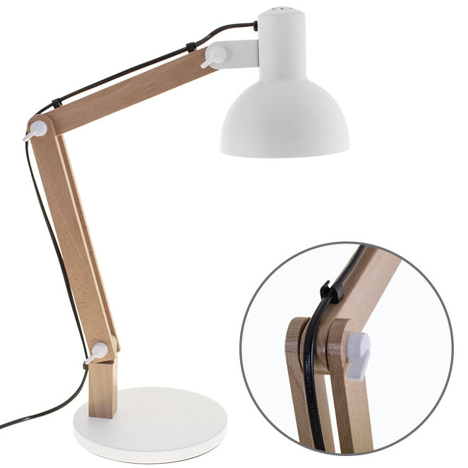 Lámpara de Sobremesa DARCI 35 cm E27 11W Blanco Madera Natural Lumit - vista principal | Interlusa