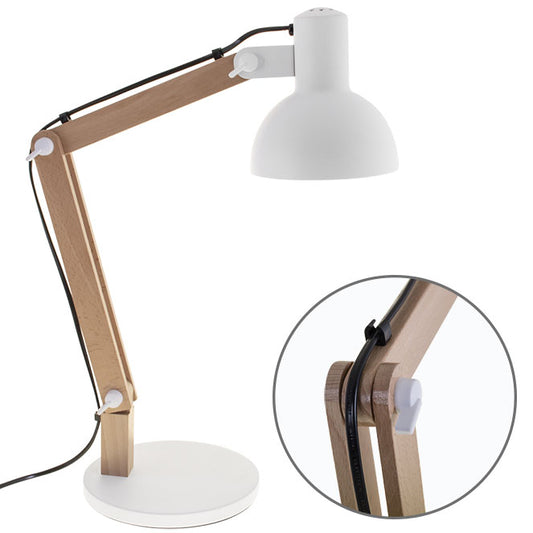 Lámpara de Sobremesa DARCI 35 cm E27 11W Blanco Madera Natural Lumit - vista principal | Interlusa