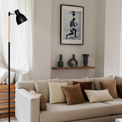 Lámpara de Pie DELZA 147 cm E27 11W Negro y Madera Natural Lumit - imagen 2 | Interlusa