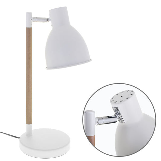 Lámpara de Sobremesa DELZA 45 cm E27 11W Blanco y Madera Natural Lumit - vista principal | Interlusa