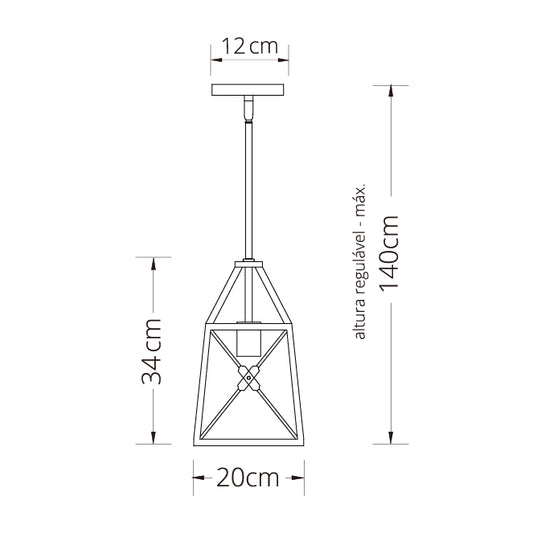 Colgante Clásico PAVEL 20 cm E27 60W Altura Regulable Negro y Oro Lumit - imagen 2 | Interlusa