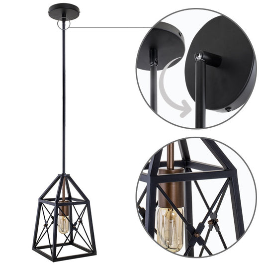 Colgante Clásico PAVEL 20 cm E27 60W Altura Regulable Negro y Oro Lumit - vista principal | Interlusa