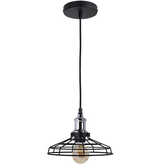 Lámpara Colgante PASCAL 23 cm E27 60W Altura Regulable Negro y Cromo Lumit - vista principal | Interlusa