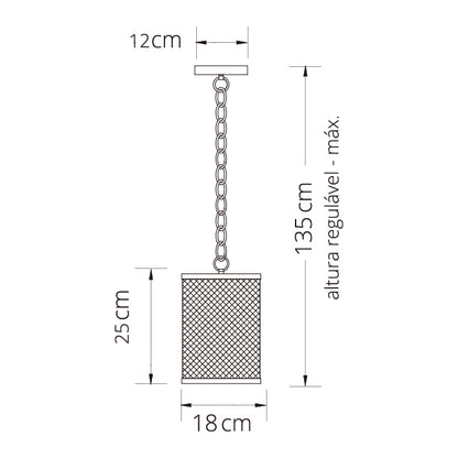 Lámpara Colgante DAVY 18 cm Altura Regulable Negro y Cromo LUMIT Interlusa - imagen 2 | Interlusa