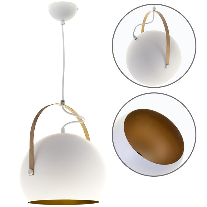 Lámpara Colgante Vintage Oriane 25 cm Blanco y Oro Interlusa - vista principal | Interlusa