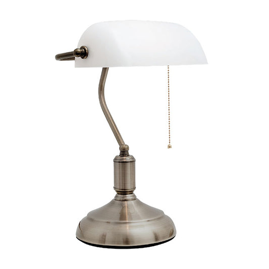 Flexo de Sobremesa Bancario 39 cm Níquel y Blanco Interlusa - vista principal | Interlusa