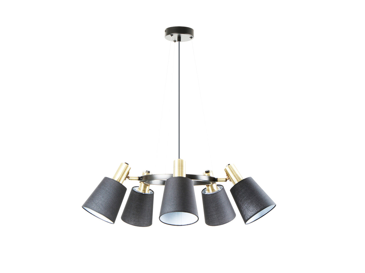 Lámpara Colgante Gisela 5 Luces Negro Mate y Latón Schuller - vista principal | Schuller