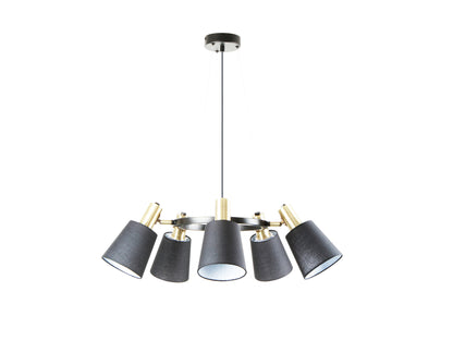 Lámpara Colgante Gisela 5 Luces Negro Mate y Latón Schuller - vista principal | Schuller