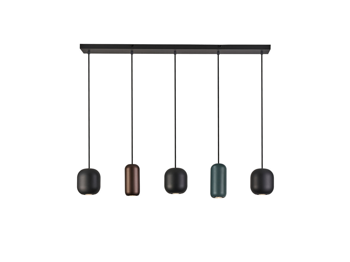 Lámpara Colgante Nimes 5 Luces Negro Mate Multicolor Schuller - vista principal | Schuller