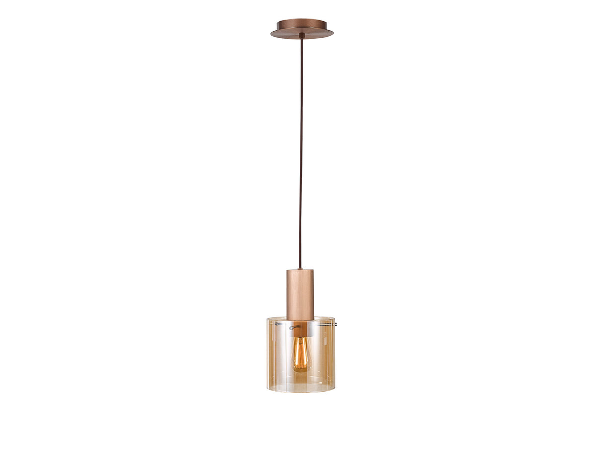 Lámpara Colgante Venize Cobre Satinado y Cristal Ámbar Schuller en ambiente decorado | Schuller