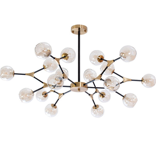 Lámpara de Techo ANYA 107 cm Negro y Bronce con Cristal Interlusa - Vista frontal principal en fondo blanco | LuzGurú