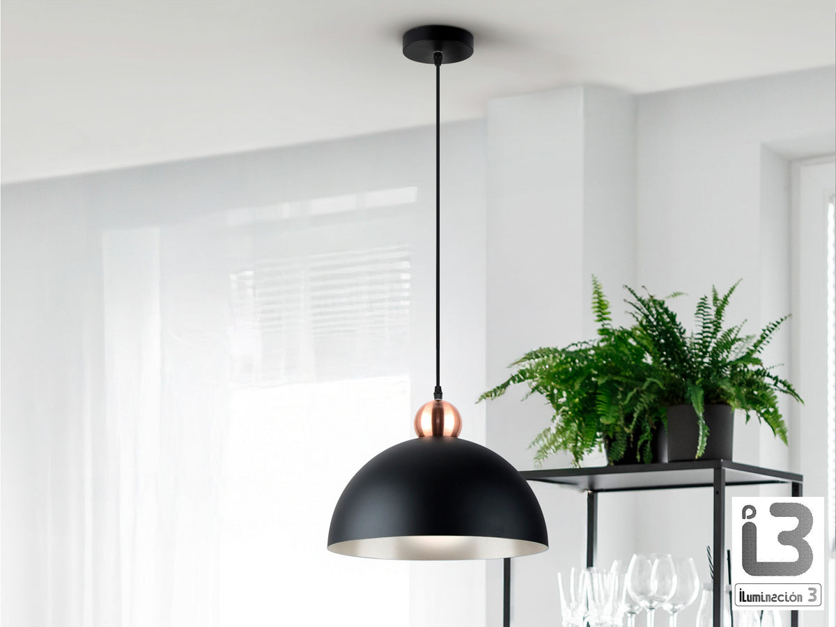 Lámpara Colgante Polo 1 Luz E27 Negro Mate y Cobre Schuller en ambiente decorado | Schuller · Ref. 13402
