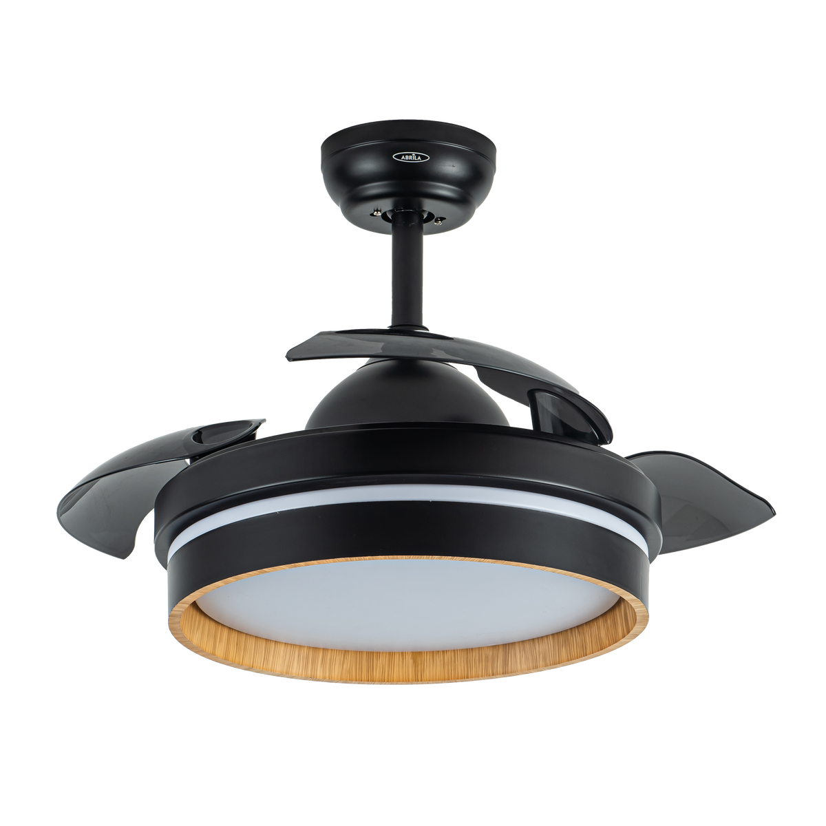 Ventilador de techo Nalon 48W negro/madera oscura, vista frontal, lozguru.com