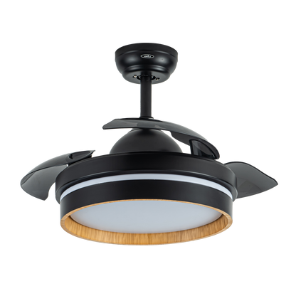 Ventilador de techo Nalon 48W negro/madera oscura, vista frontal, lozguru.com